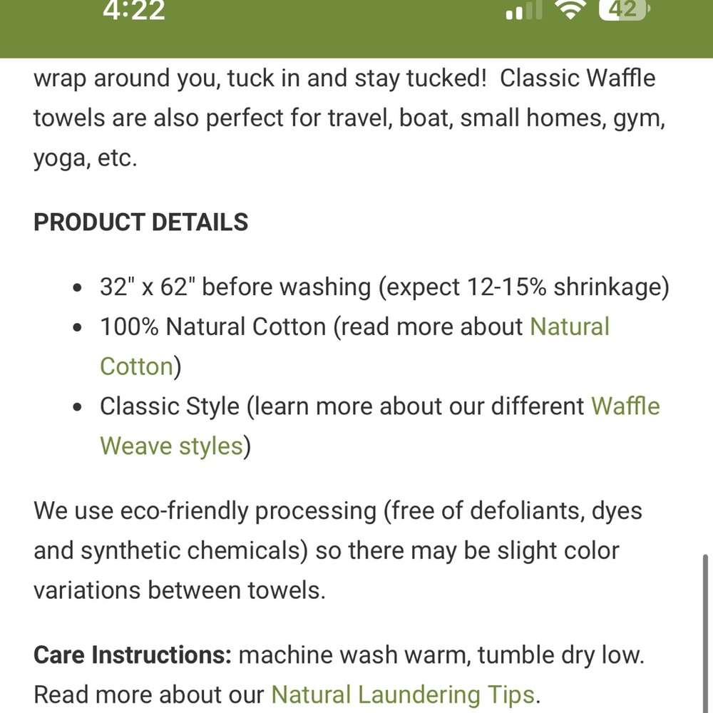 Two Japanese style cotton waffle weave bath towels. - Picture 10 of 10